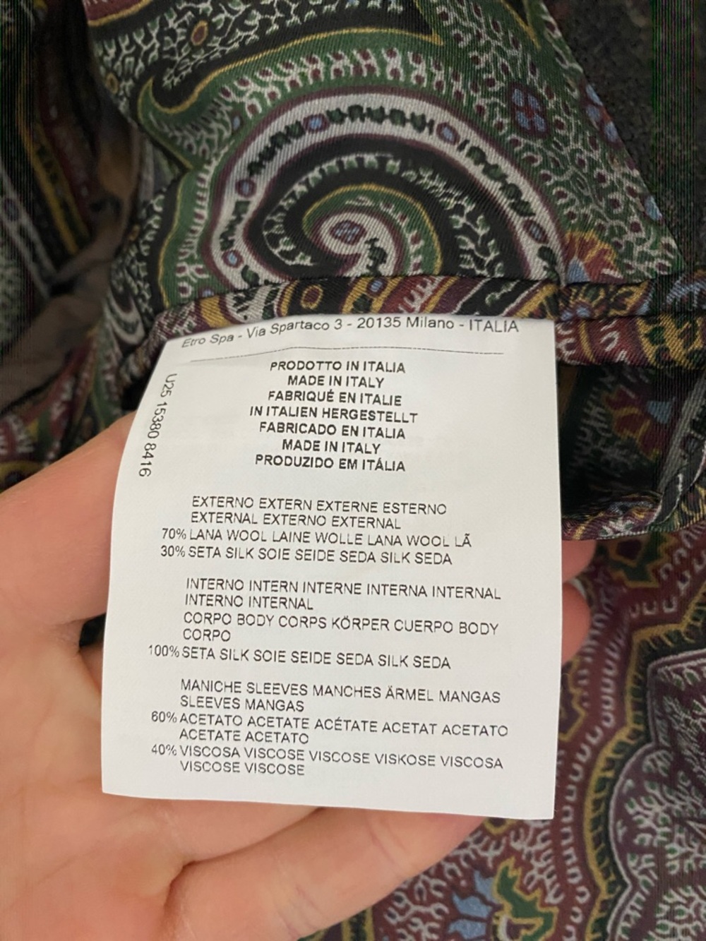 ETRO Paisley Wool–Silk Blazer | Made in Italy - Picture 8 of 15